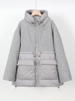 Maomaokong Real Fox Fur Collar Women's Winter Down Jacket Black Soft Faux Leather Fabric Patching Cool Oversized Zipper Fashion