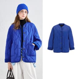 TOYOUTH Women Down Jacket 2026 Winter New Arrival Lightweight Loose Crew Neck Corduroy Spliced Outerwear
