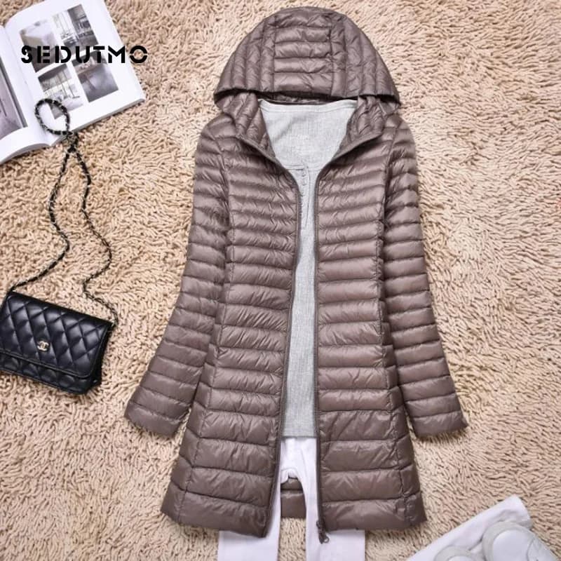 SEDUTMO Winter Duck Down Jackets Women Ultra Light Long Down Coat Spring Hoodie Puffer Jacket Slim Parkas ED876