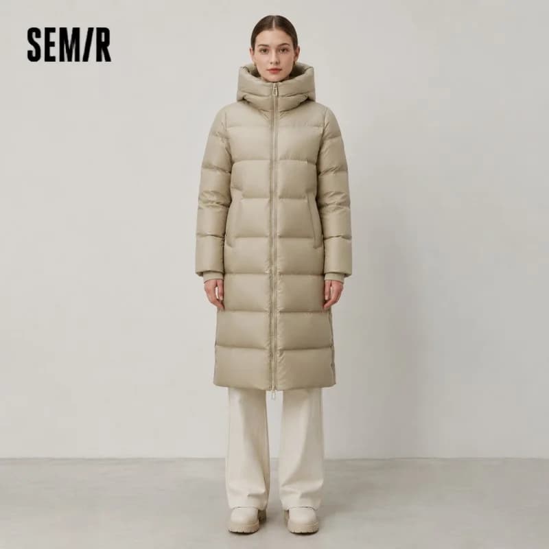 Semir Down Jacket Women Long Length Hooded Loose 2026 New Winter Goose Down Waterproof Oil-proof Stain-proof Women Winter Parka