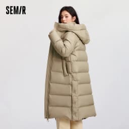 Semir Down Jacket Women Long Length Hooded Loose 2026 New Winter Goose Down Waterproof Oil-proof Stain-proof Women Winter Parka