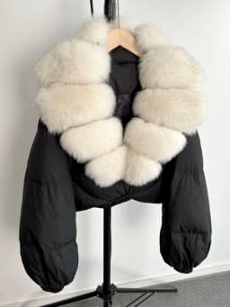 Janveny Real Fur Coat Women Luxury 2026 Winter 90% White Duck Down Jacket Super Big Natural Fox Fur Collar Female Puffer Parkas