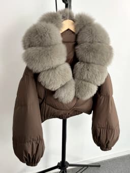 Janveny Real Fur Coat Women Luxury 2026 Winter 90% White Duck Down Jacket Super Big Natural Fox Fur Collar Female Puffer Parkas