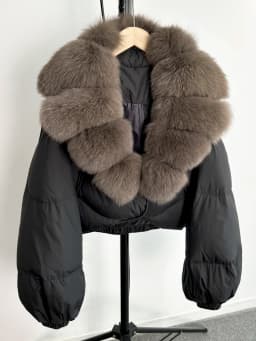 Janveny Real Fur Coat Women Luxury 2026 Winter 90% White Duck Down Jacket Super Big Natural Fox Fur Collar Female Puffer Parkas