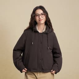 BOSIDENG Women Detachable Hood Down Jacket Vintage Short Slim Fit Casual Fashion Winter Outerwear Coat
