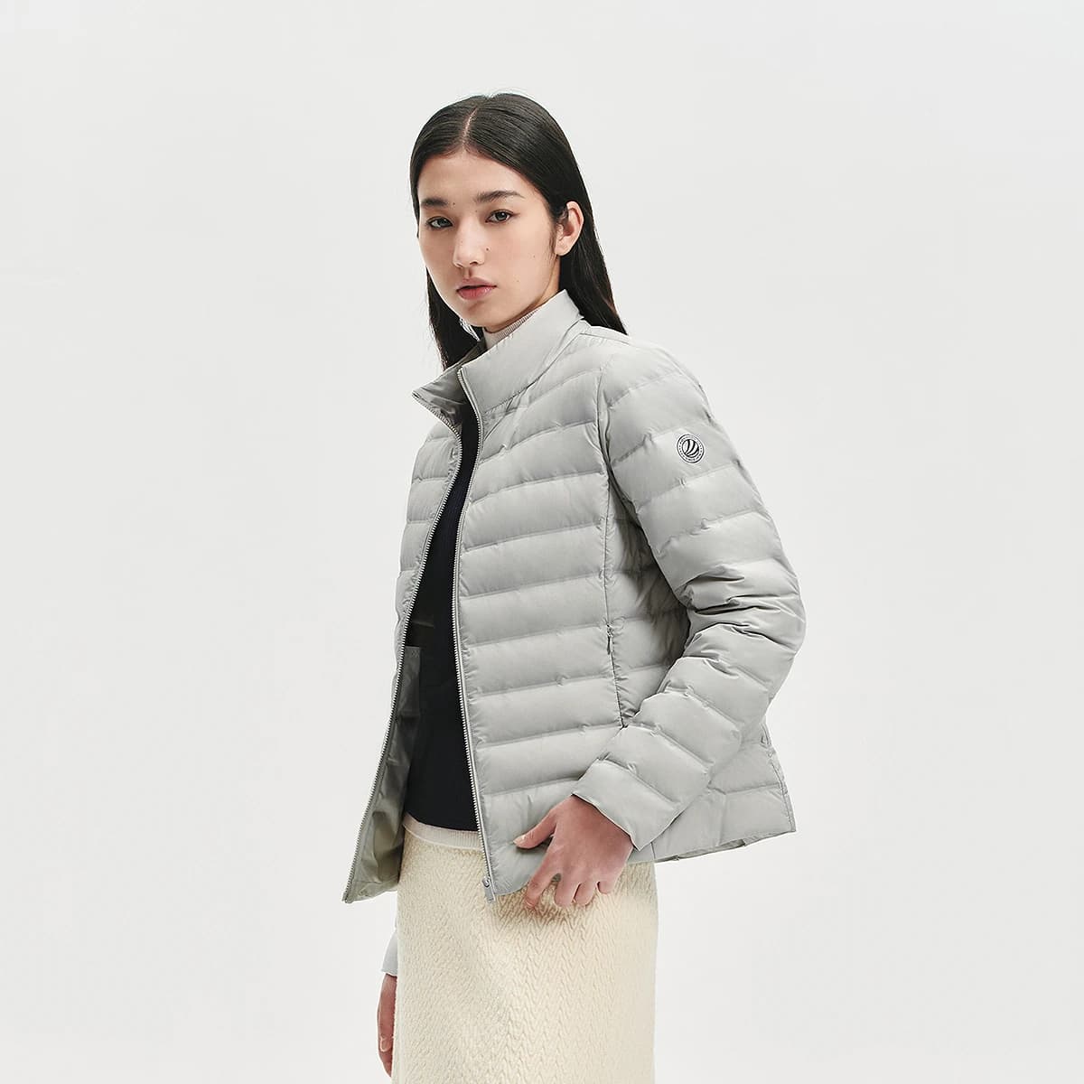 BOSIDENG Women Stand Collar Quilted Goose Down Jacket Cloud Light Slim Minimalist Warm Portable Outerwear