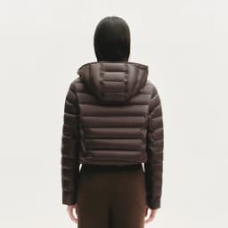 BOSIDENG Women Short Cropped Hooded Down Jacket Lightweight Quilted Puffer Coat Portable Warm Daily Outerwear