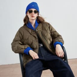 TOYOUTH Women Down Jacket 2026 Winter New Gourd Quilted Color Block Knit Collar Light Warm Outerwear