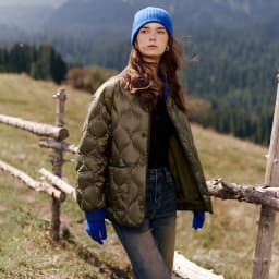 TOYOUTH Women Down Jacket 2026 Winter New Gourd Quilted Color Block Knit Collar Light Warm Outerwear