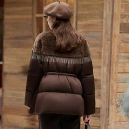 LOUIS YAO Black Women's Down Coats 2025 Autumn/Winter Suzhou Embroidery Patchwork A Tassel-decorated Spliced Coat Down Jacket