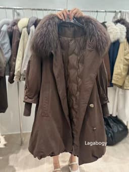 Lagabogy New Luxury Real Raccoon Fur Puffer Jacket Outerwear Women Long Thick Warm White Duck Down Jacket Female Loose Parkas