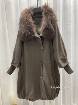 Lagabogy New Luxury Real Raccoon Fur Puffer Jacket Outerwear Women Long Thick Warm White Duck Down Jacket Female Loose Parkas