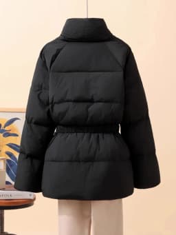 Schinteon Women White Duck Down Jacket Casual Loose Belt V-neck Collar Fashion Autumn Winter Outwear Korean Style Coat 2025 New