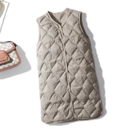Schinteon Women Ultralight White Duck Down Long Vest Sleeveless Jacket V-Neck Collar Argyle Autumn Winter Fashion Top 2026 New