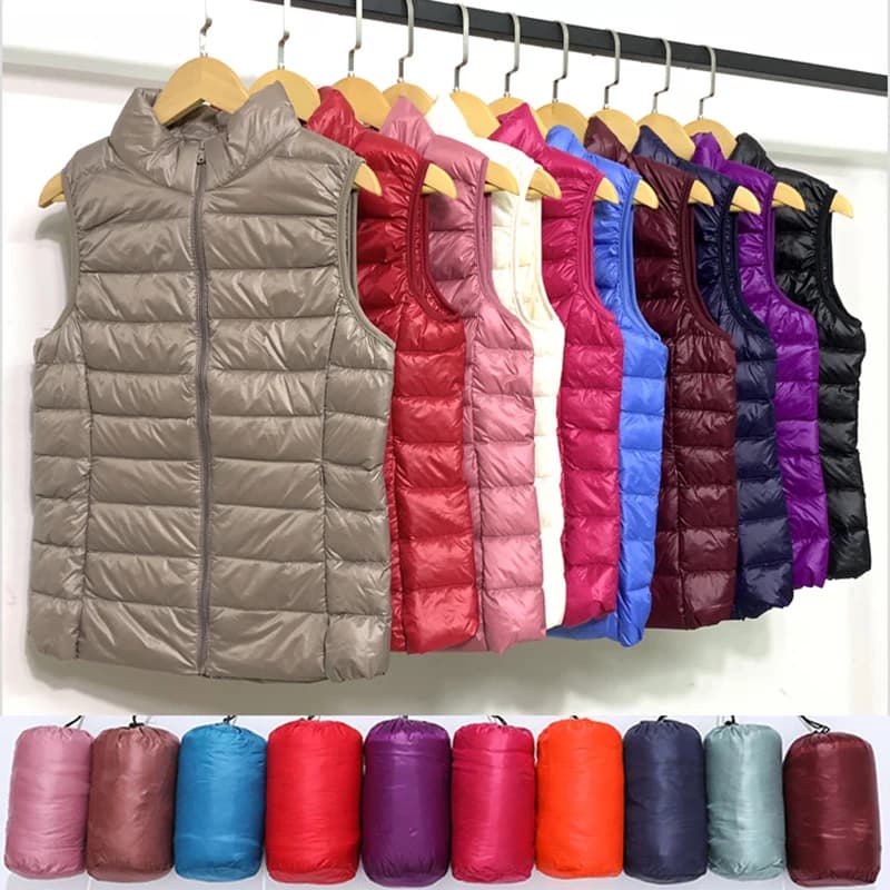 New Causal Women White Duck Down Vest Ultra Light Vest Jacket Winter Weightless Sleeveless Coat winter warm waistcoat