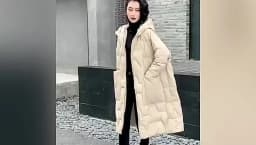 Lagabogy 2025 New Winter Women Oversize Long 90% White Duck Down Jacket Female Hooded Thick Warm Casual Pocket Parkas Snow Coat