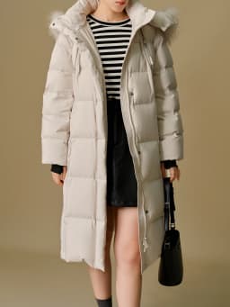 DUSHU 219.9G Filling Amount Plus Size Fur Collar Thickened Mid-length Down Jacket for Women 2024 Winter New Down Coat 24DS84045