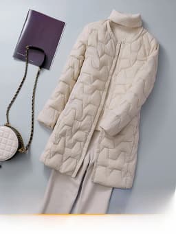 White Duck down Jacket Collarless Women's Mid-Length Coat round Neck Inner plus Size Elderly Mothers Spring Fashion