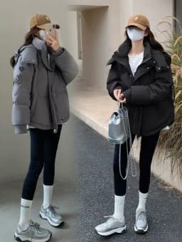 Loose Women's down Cotton Jacket Korean Style Bread Coat Thickened Long Sleeve Zipper Closure Color Winter Outerwear