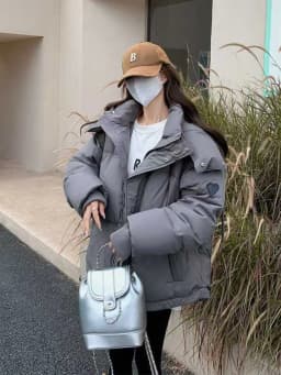 Loose Women's down Cotton Jacket Korean Style Bread Coat Thickened Long Sleeve Zipper Closure Color Winter Outerwear