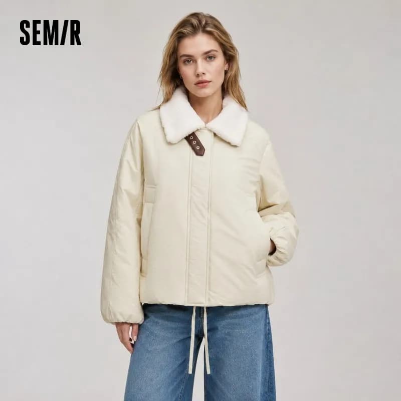 Semir Down Jacket Women Raglan Sleeve Removable Fur Collar 2026 New Winter Oversize Bud-Style Retro Outerwear Women's Clothing