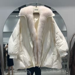 Lagabogy 2025 Real Natural Fox Fur New Winter Women White Goose Down Jacket Loose Warm Puffer Coat Female Thick Mid-Long Parkas