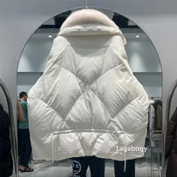 Lagabogy 2025 Real Natural Fox Fur New Winter Women White Goose Down Jacket Loose Warm Puffer Coat Female Thick Mid-Long Parkas