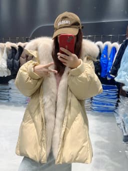 Lagabogy 2025 Real Natural Fox Fur New Winter Women White Goose Down Jacket Loose Warm Puffer Coat Female Thick Mid-Long Parkas