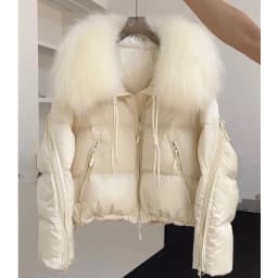 2025 Fashion Winter Women Goose Down Jacket Natural Raccoon Fur Collar Coats Parka Puffer Jackets Outwear Coats