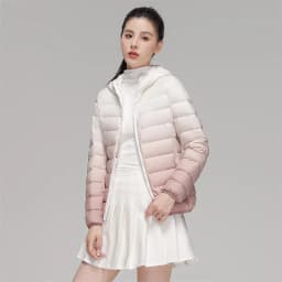 Woman Winter Hooded Coat 90% Duck Down Filled New Fashion Gradient Jacket Ultra Light Autumn Warm Parkas Windbreaker
