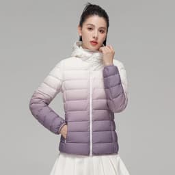 Woman Winter Hooded Coat 90% Duck Down Filled New Fashion Gradient Jacket Ultra Light Autumn Warm Parkas Windbreaker