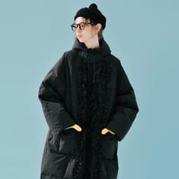 imakokoni black fungus edge duck down women's winter high-end long hooded down jacket 244900