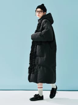 imakokoni black fungus edge duck down women's winter high-end long hooded down jacket 244900