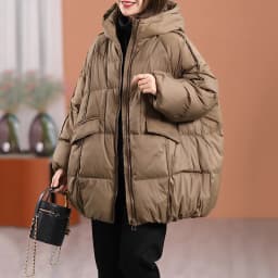 Lagabogy 2025 New Winter Women White Duck Down Jacket Hooded Warm Oversize Puffer Coat Female Casual Loose Parkas Pocket Outwear