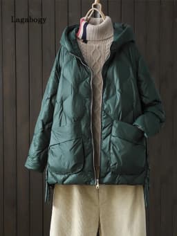 Lagabogy 2025 New Winter Women 90% White Duck Down Jacket Casual Loose Fashion Outwear Hooded Puffer Coat Short Light Warm Parka