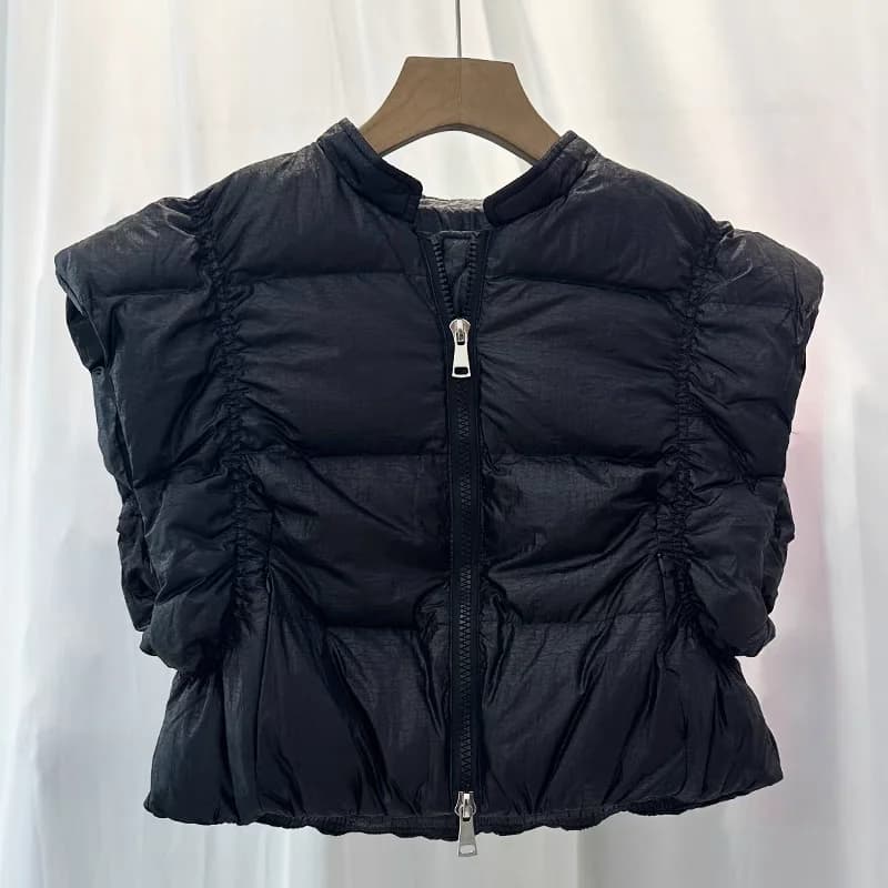 White Duck down Vest Short Style Design Sensation European Goods High Waist Fly Shoulder Winter Design Commute Style