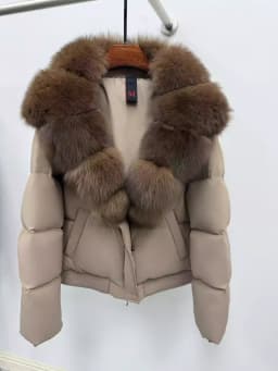 Fashionable Short Fur Collar Duffel Coat Women's High Waist Elegant Outerwear Korean Style Straight Cut Long Sleeve