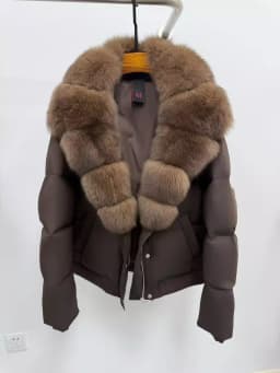 Fashionable Short Fur Collar Duffel Coat Women's High Waist Elegant Outerwear Korean Style Straight Cut Long Sleeve