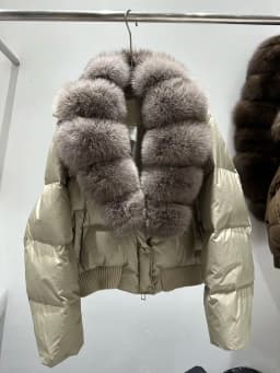Fashionable Short Fur Collar Duffel Coat Women's High Waist Elegant Outerwear Korean Style Straight Cut Long Sleeve