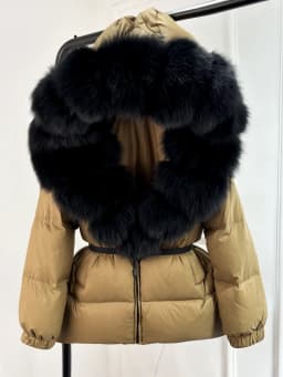 Lagabogy 2025 New Winter Women Big Real Fox Fur Collar 90%White Duck Down Coat Female Streetwear Loose Hooded Warm Puffer Jacket
