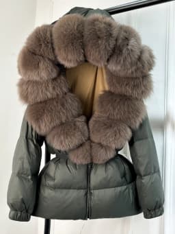Lagabogy 2025 New Winter Women Big Real Fox Fur Collar 90%White Duck Down Coat Female Streetwear Loose Hooded Warm Puffer Jacket