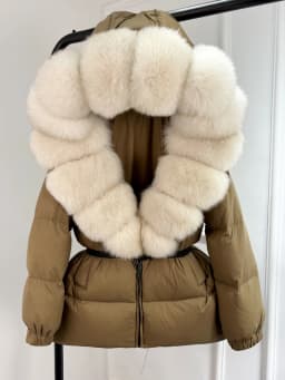 Lagabogy 2025 New Winter Women Big Real Fox Fur Collar 90%White Duck Down Coat Female Streetwear Loose Hooded Warm Puffer Jacket