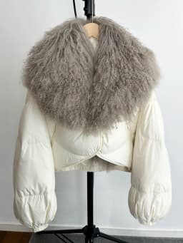 Lagabogy 2025 New Luxury Winter Women Short Puffer Parka Duck Down Waterproof Jacket Female Real Mongolian Sheep Fur Collar Coat