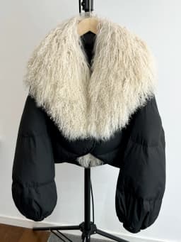 Lagabogy 2025 New Luxury Winter Women Short Puffer Parka Duck Down Waterproof Jacket Female Real Mongolian Sheep Fur Collar Coat