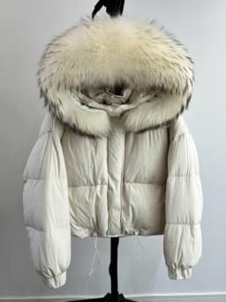 Lagabogy Puffer Jacket Women 2025 Winter Naturally Warm Loose Waterproof Female StreetWear Duck Down Coat Real Raccoon Fur Coat
