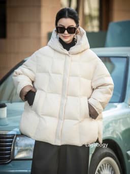 Lagabogy 2026 New Winter Women Puffer Jacket Casual Loose Over Size Warm Outwear Female 90% White Duck Down Coat Hooded Outwear