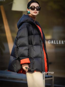 Lagabogy 2026 New Winter Women Puffer Jacket Casual Loose Over Size Warm Outwear Female 90% White Duck Down Coat Hooded Outwear
