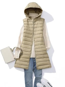 SEDUTMO Winter Duck Down Vest Women Ultra Light Thin Long hooded Jackets Slim Waistcoat Casual Basic Parkas ED1769