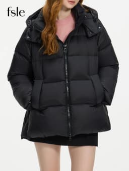 FSLE 189.5G Filling Amount Short Light Solid Color Down Coat For Female 2024 Winter New Design Hooded Warm Down Jacket 24FS14132