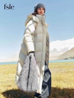 FSLE 【Premium Series】Women Stylish Hooded Long Winter Parka White Goose Down 2025 New Arrival High-Fill Down Outerwear Coats